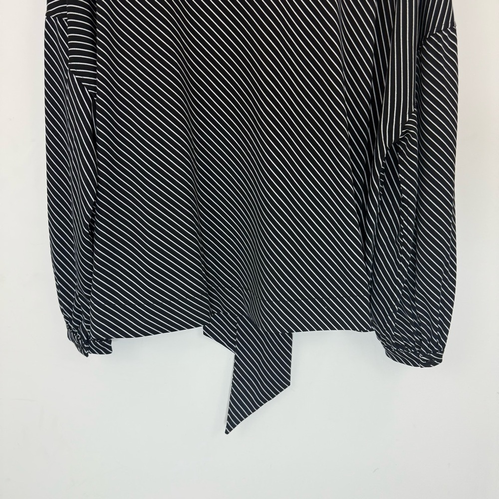 Laurie Felt Striped Oversized Tie Neck Balloon Sleeve Top Size Medium - Picture 7 of 9